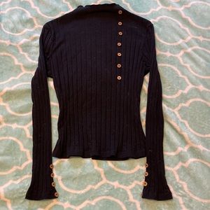 Black Mock Neck Top